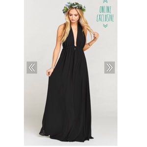 Luna Halter Dress ~ Black Chiffon -Medium